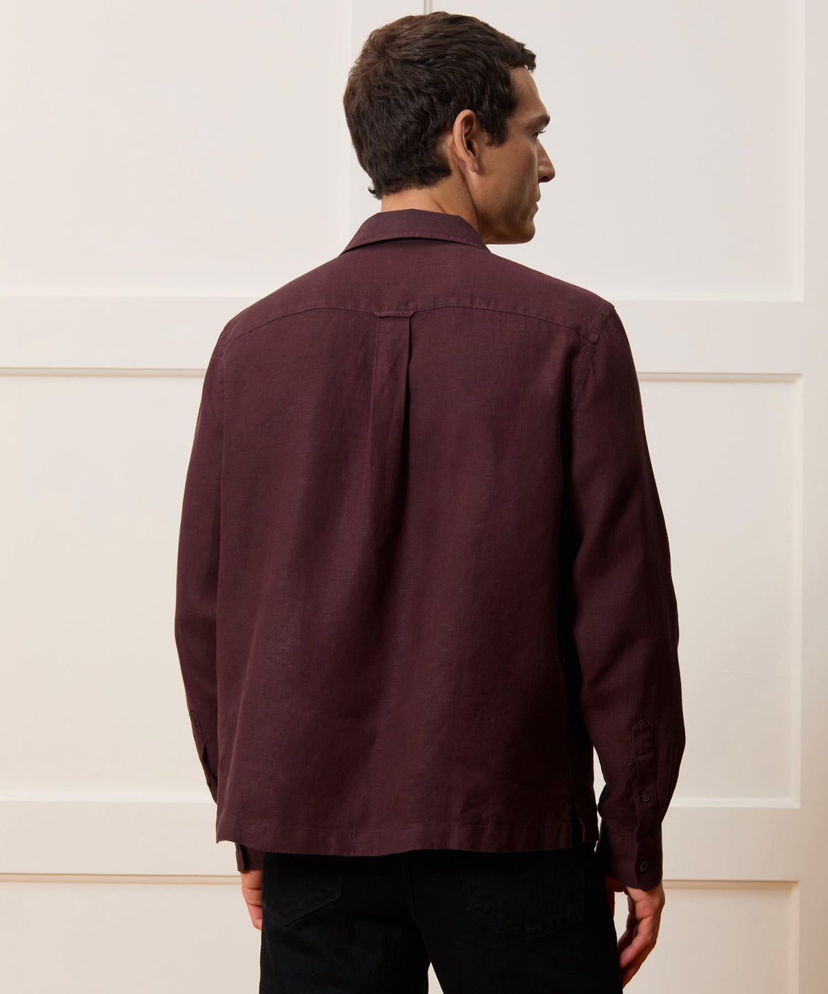 Todd Snyder Cropped Sea Soft Irish Linen Camp Collar Shirt - Blackberry