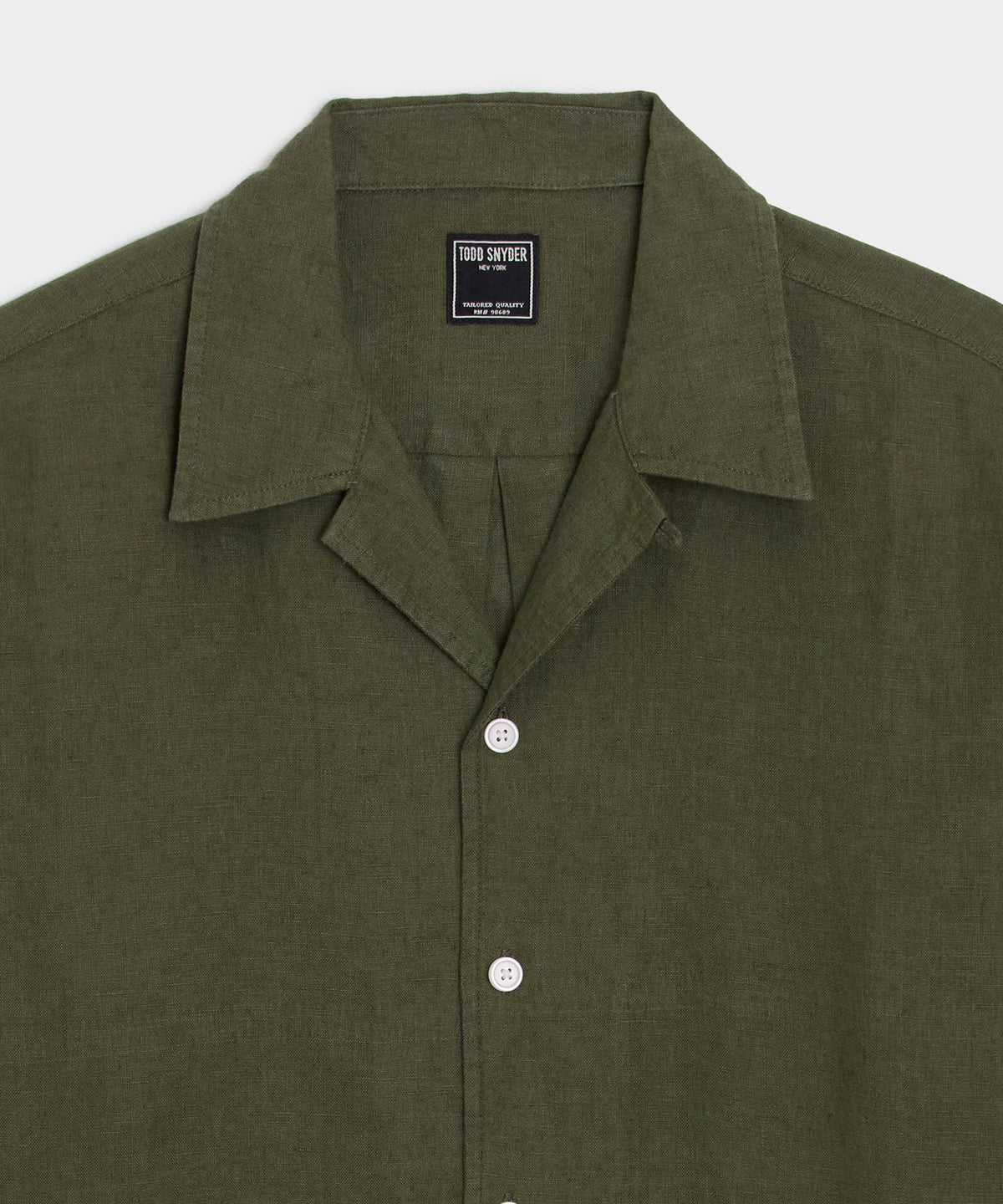 Todd Snyder Cropped Sea Soft Irish Linen Camp Collar Shirt - Desert Olive