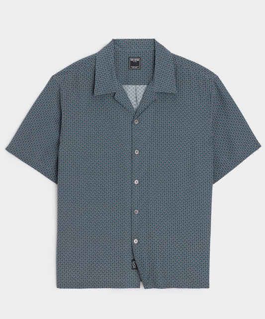 Todd Snyder Cropped Silk Geo Camp Collar Shirt - Dark Graphite