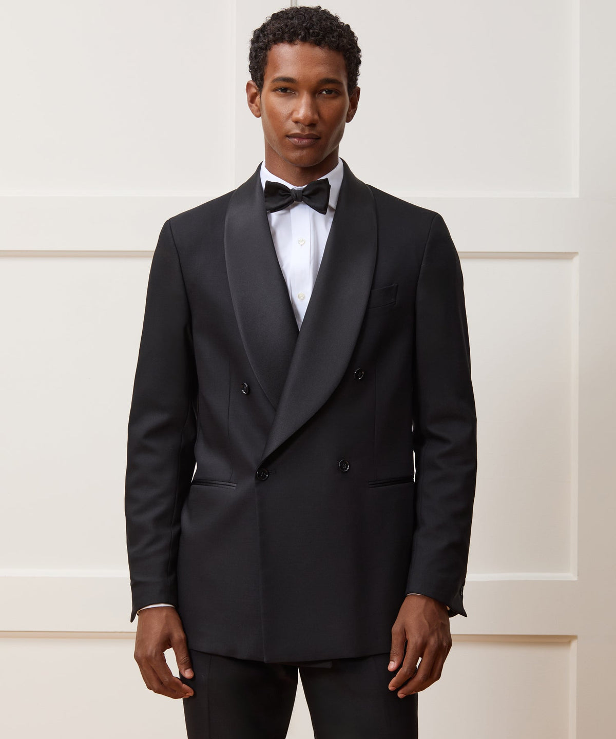 Todd Snyder Italian Wool Double-Breasted Shawl Tuxedo Jacket - Black
