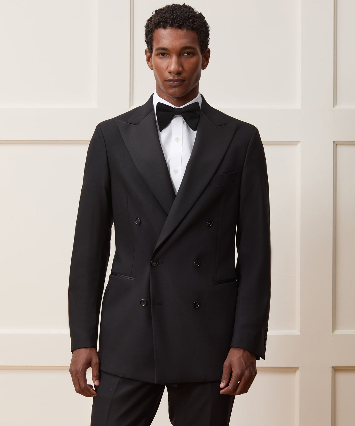 Todd Snyder Italian Wool Double-Breasted Tuxedo Jacket - Black