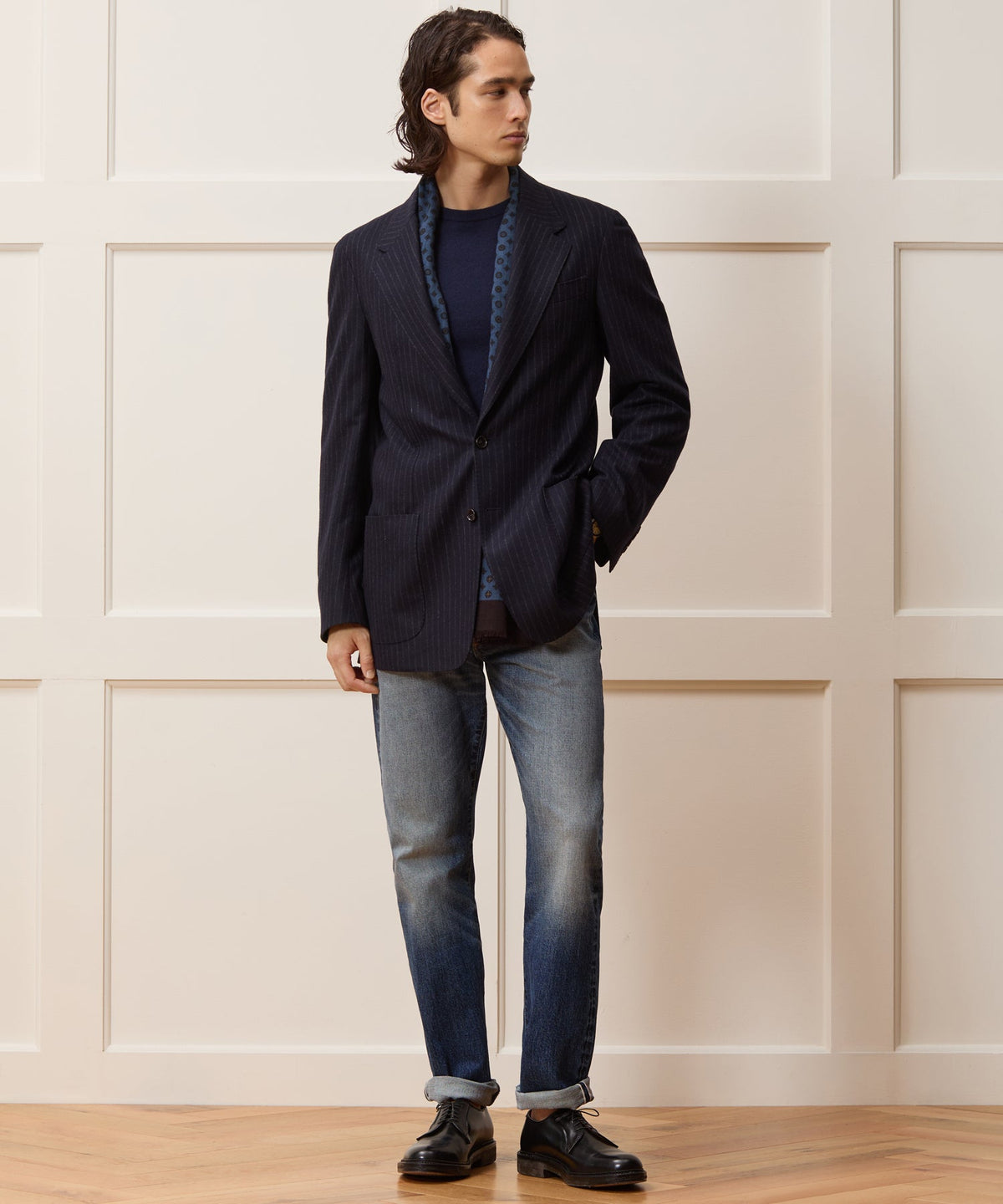 Todd Snyder Italian Flannel Pinstripe Wythe Sport Coat - Navy