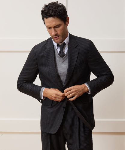 Todd Snyder Italian Flannel Pinstripe Wythe Jacket - Black