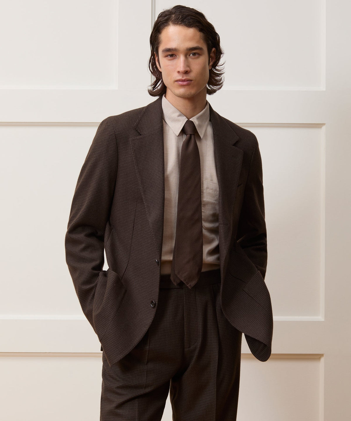 Todd Snyder Italian Flannel Houndstooth Madison Jacket - Olive