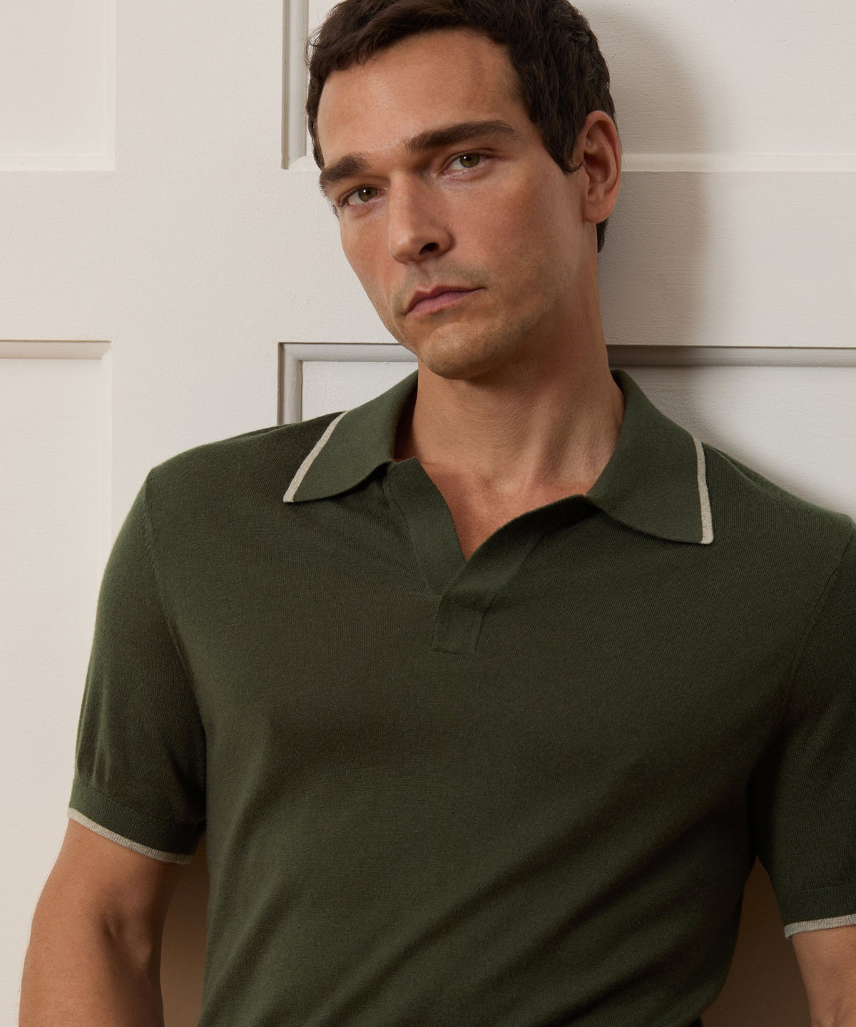 Todd Snyder Silk-Cashmere Tipped Montauk Sweater Polo - Evergreen