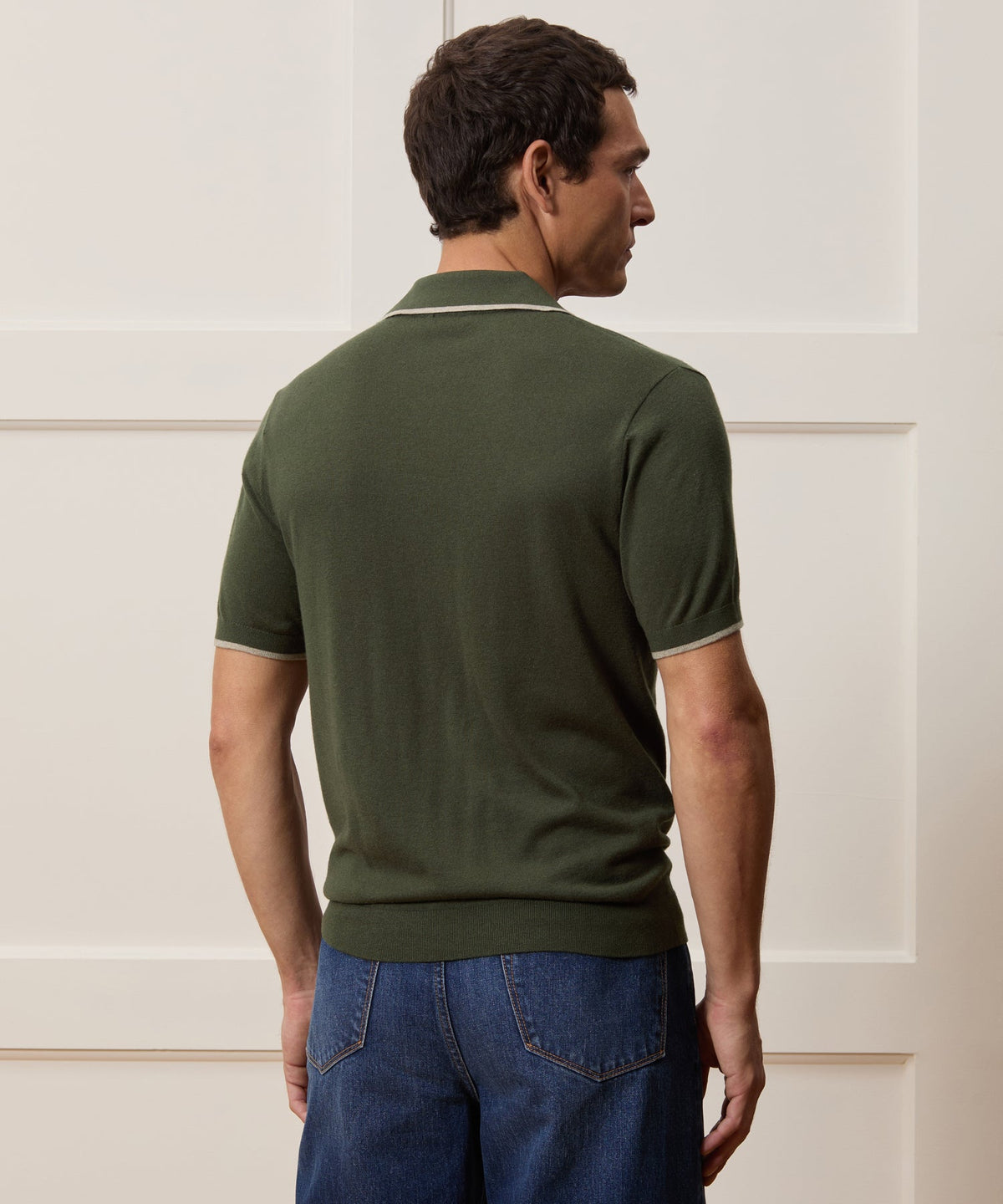 Todd Snyder Silk-Cashmere Tipped Montauk Sweater Polo - Evergreen