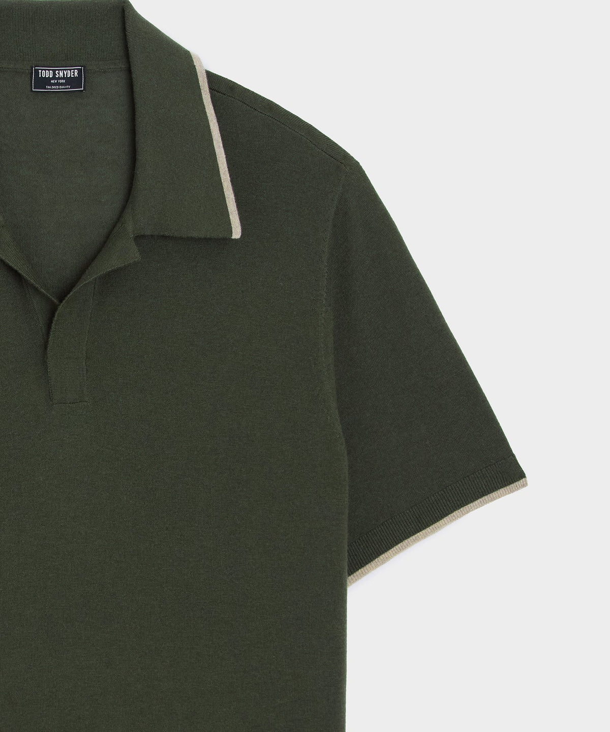 Todd Snyder Silk-Cashmere Tipped Montauk Sweater Polo - Evergreen