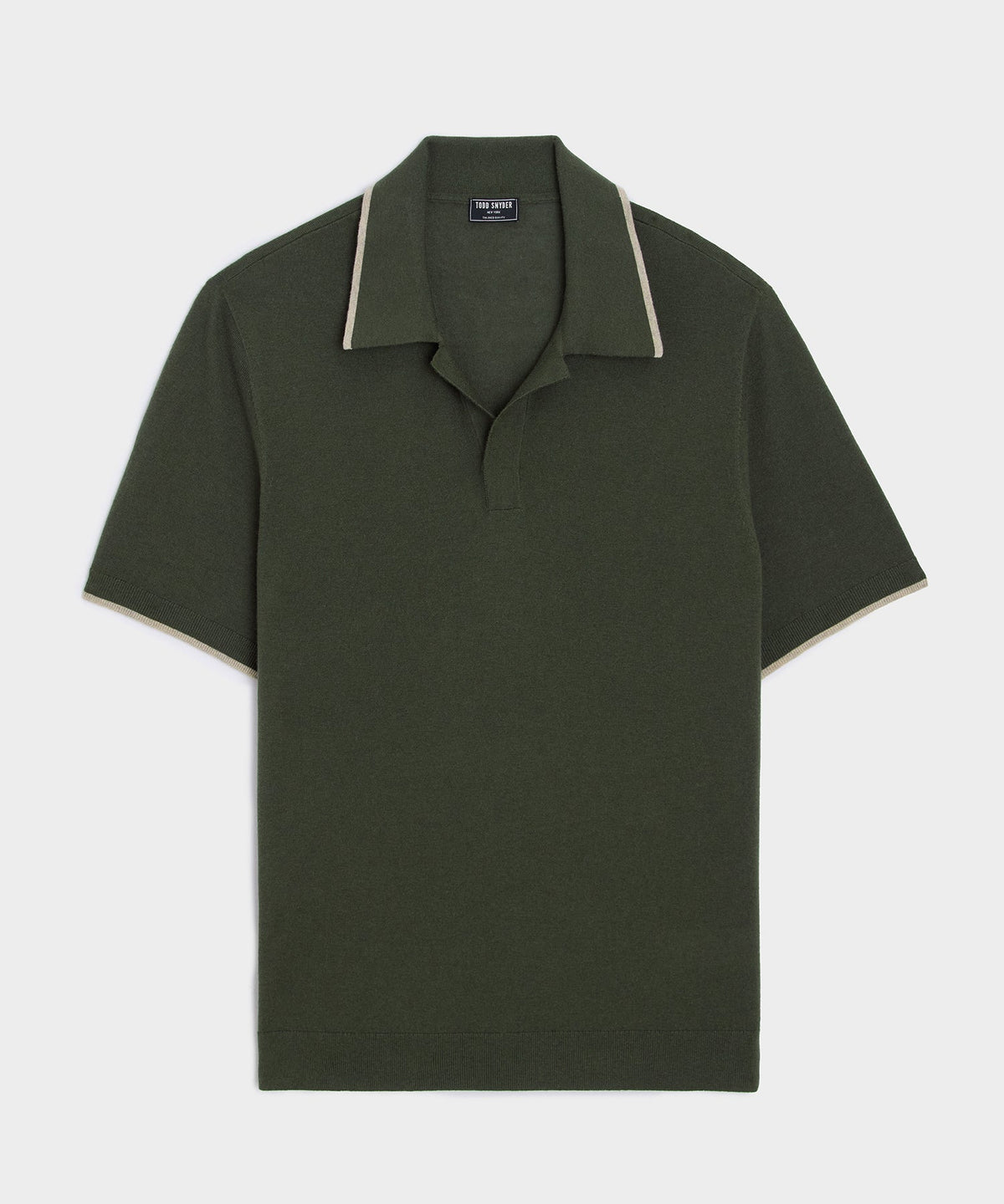 Todd Snyder Silk-Cashmere Tipped Montauk Sweater Polo - Evergreen