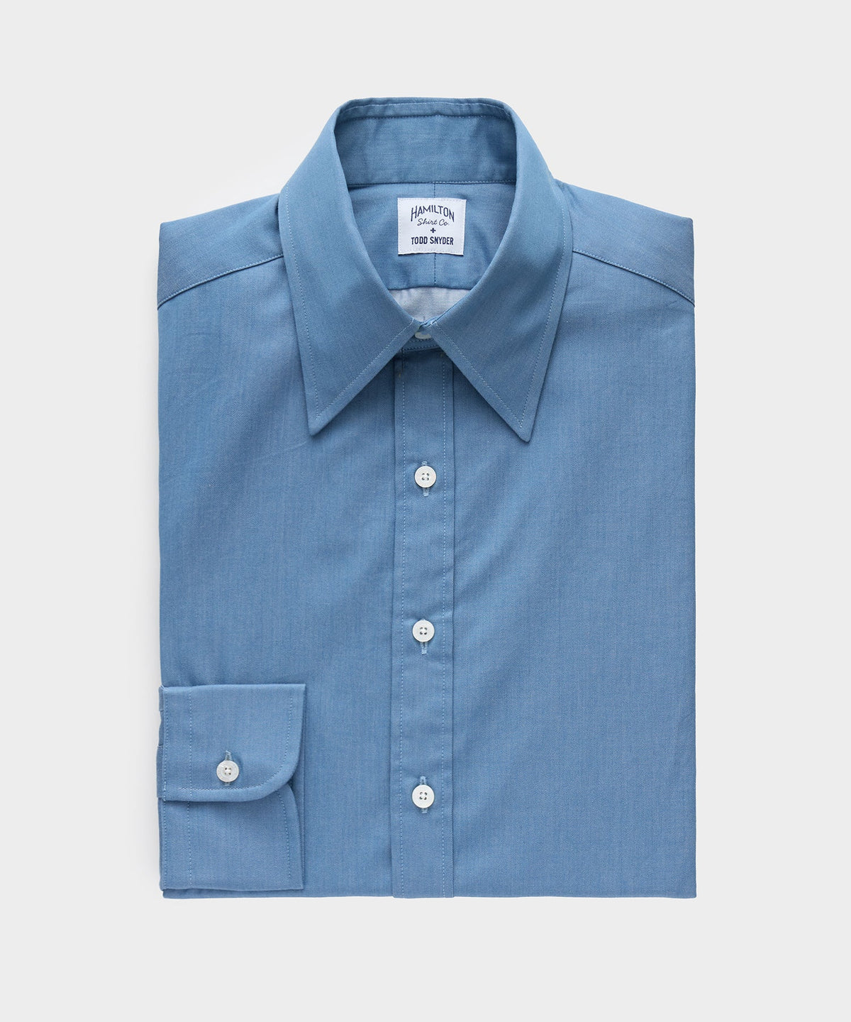 Todd Snyder Hamilton + Todd Snyder Chambray Long Point Collar Dress Shirt - Light Indigo
