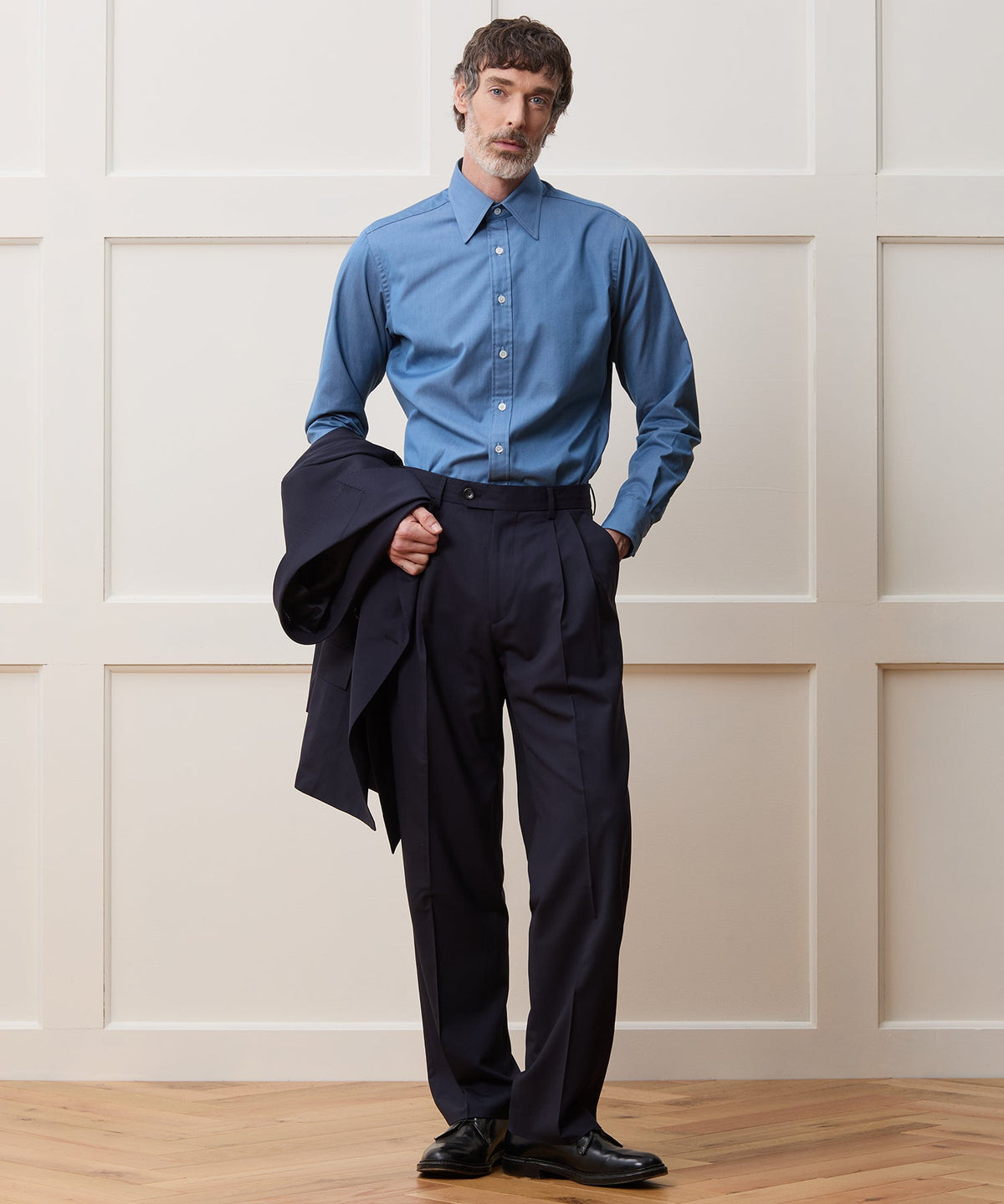 Todd Snyder Hamilton + Todd Snyder Chambray Long Point Collar Dress Shirt - Light Indigo