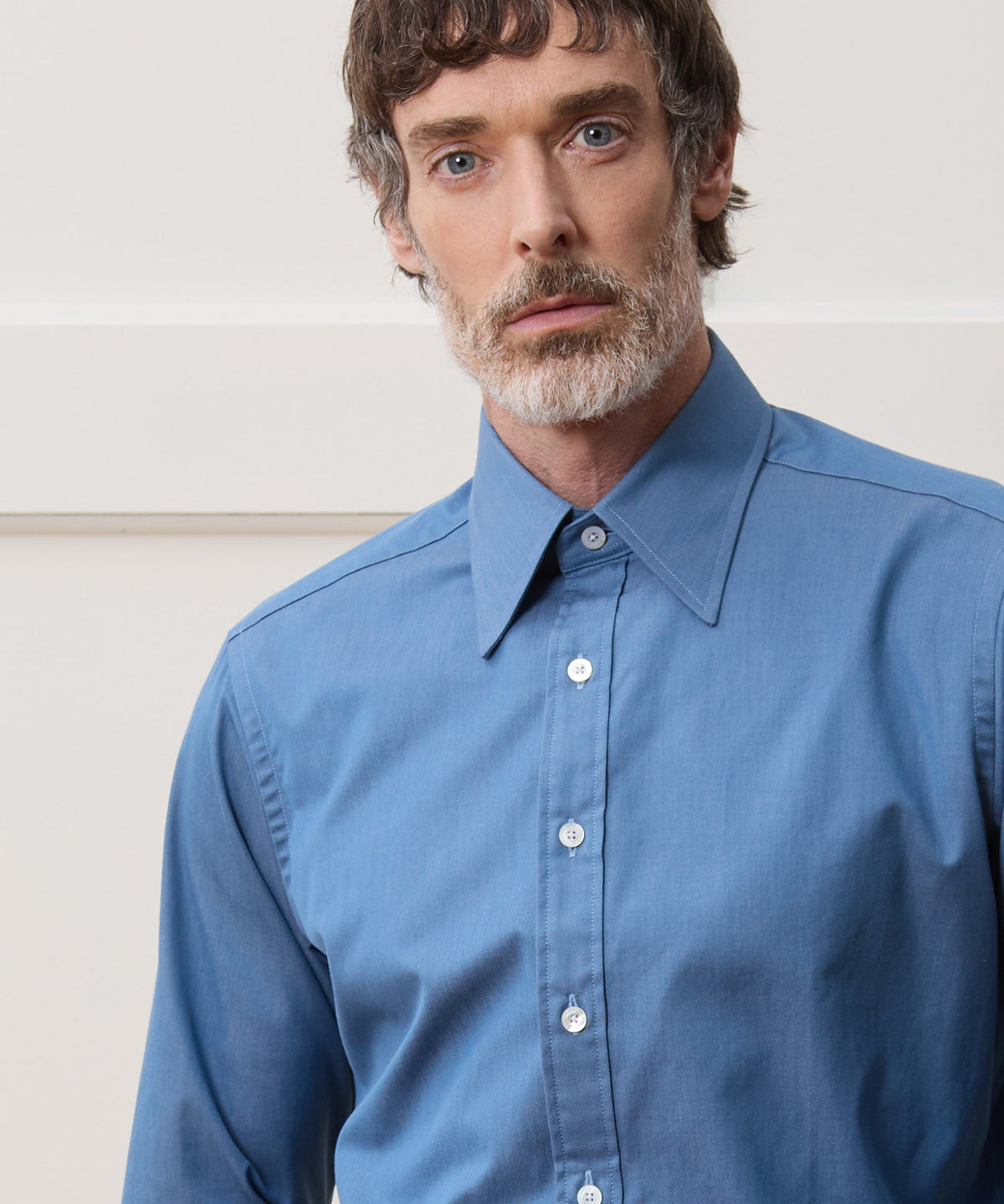 Todd Snyder Hamilton + Todd Snyder Chambray Long Point Collar Dress Shirt - Light Indigo