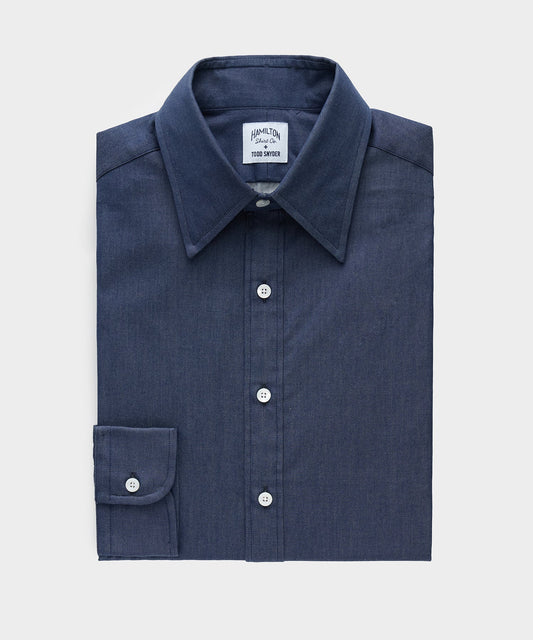 Todd Snyder Hamilton + Todd Snyder Chambray Long Point Collar Dress Shirt - Dark Indigo