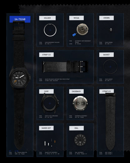 Todd Snyder Todd Snyder X UNIMATIC Modello Quattro U4 GMT Watch - Black