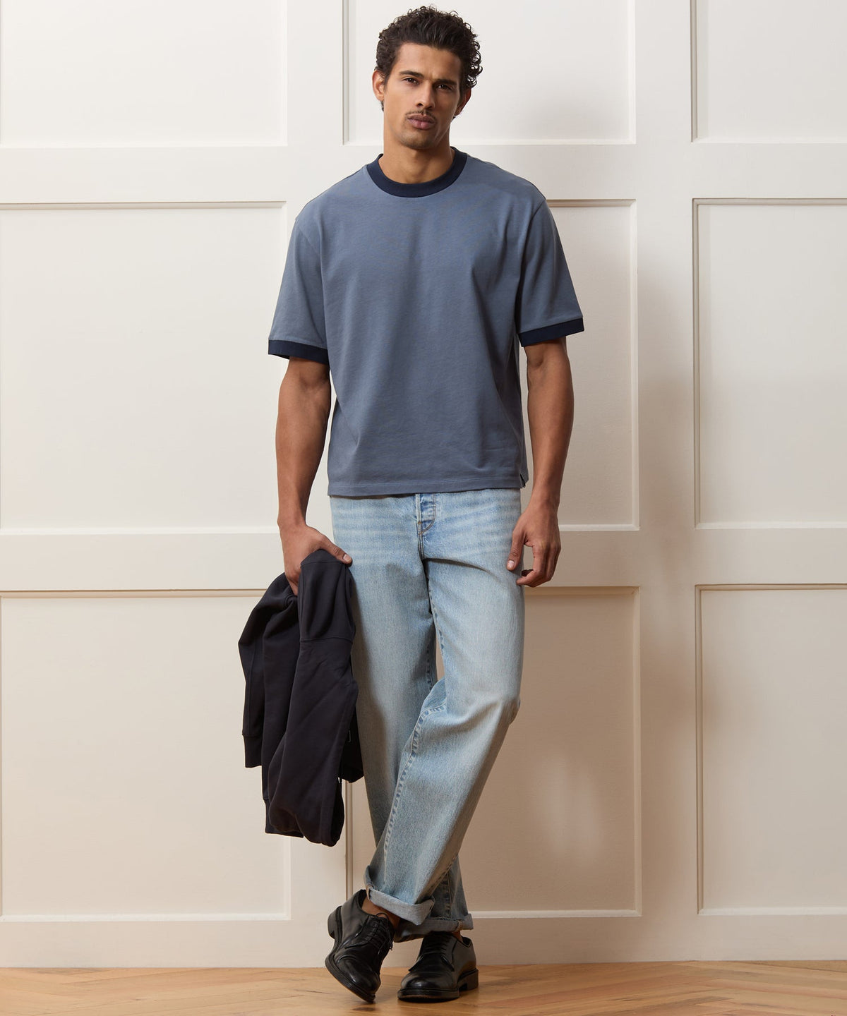 Todd Snyder Boxy Jersey Ringer Tee - Deep Springs