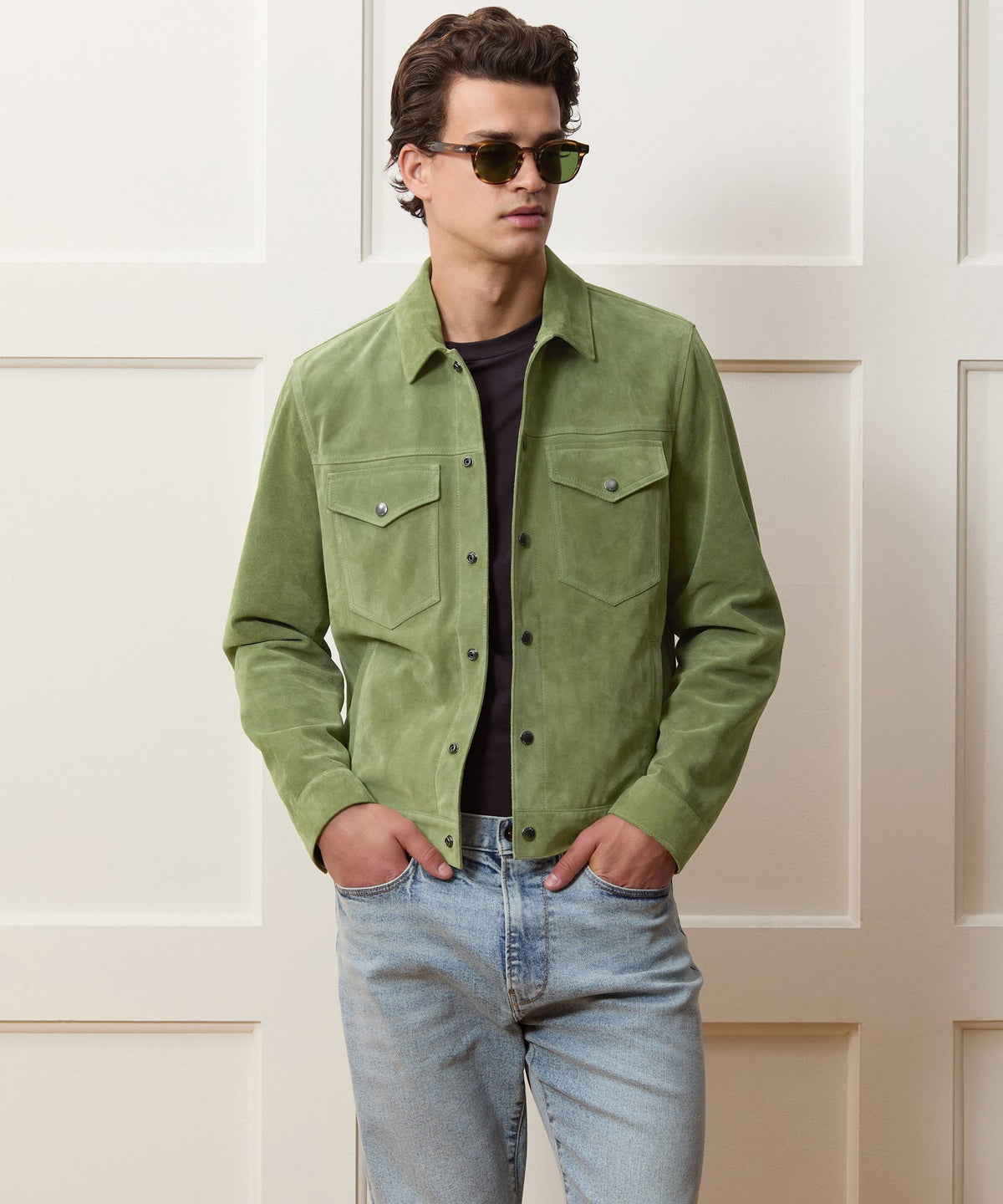 Todd Snyder Italian Suede Dylan Jacket - Desert Sage