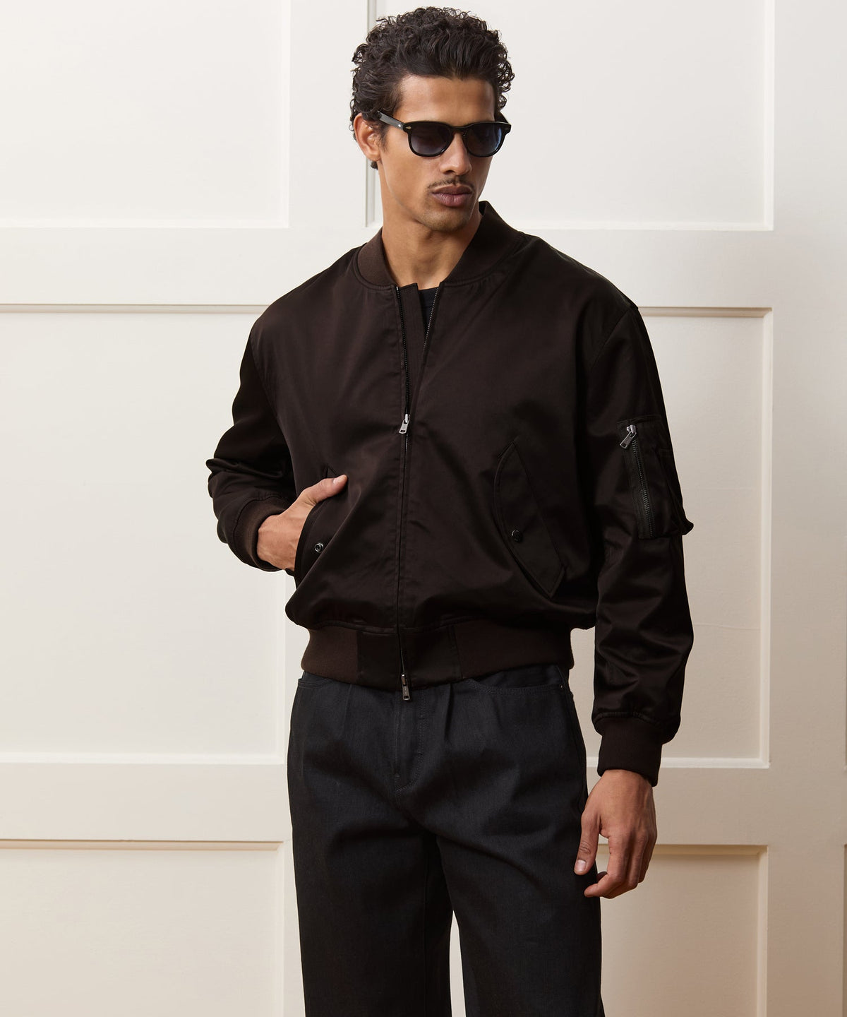 Todd Snyder Satin Flight Jacket - Burgundy