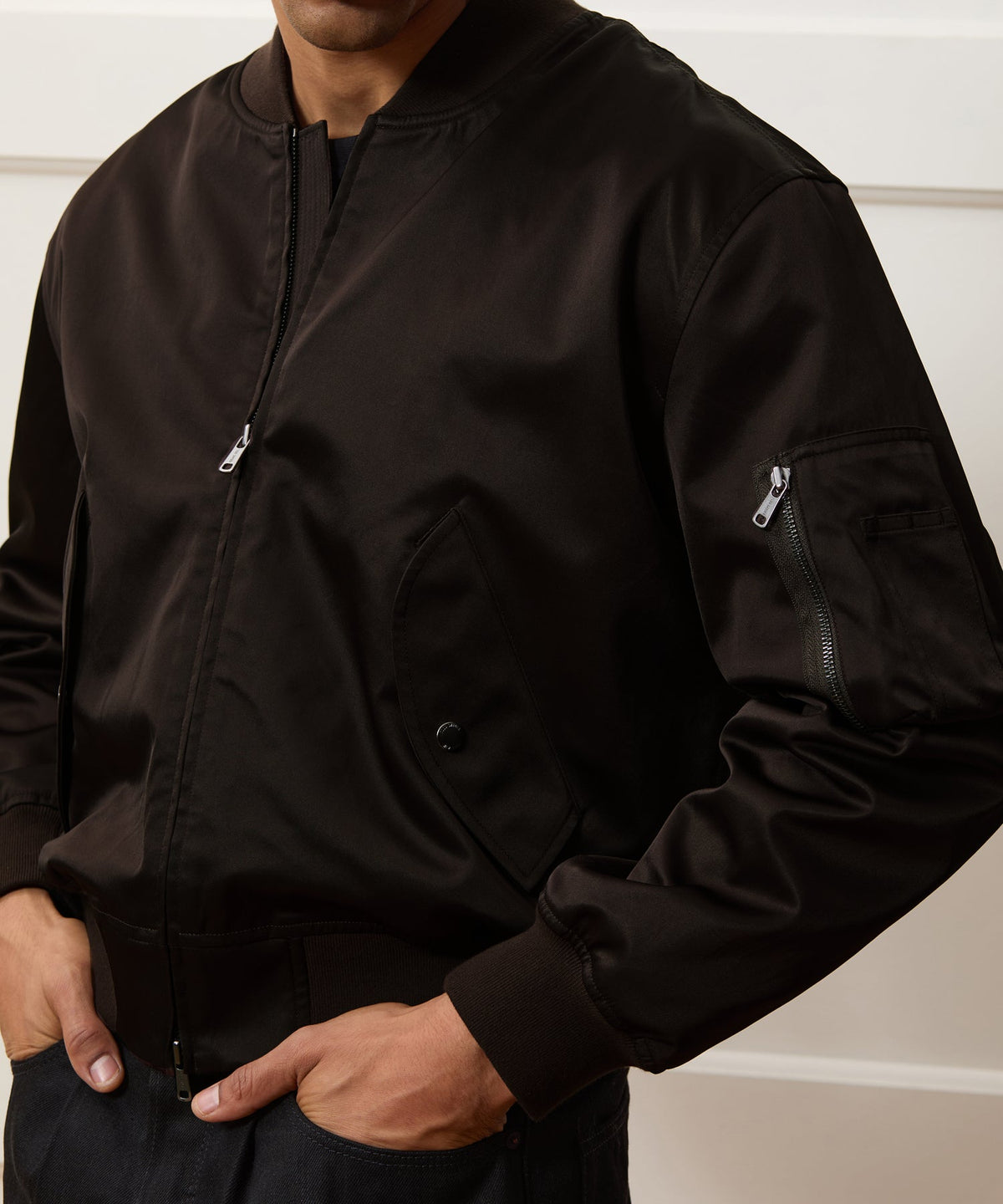 Todd Snyder Satin Flight Jacket - Burgundy