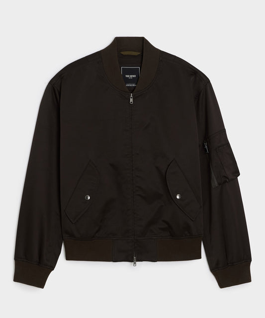 Todd Snyder Satin Flight Jacket - Burgundy