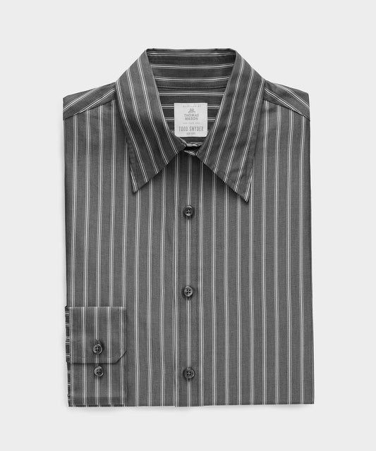 Todd Snyder Poplin Long Point Collar Dress Shirt - Faded Black