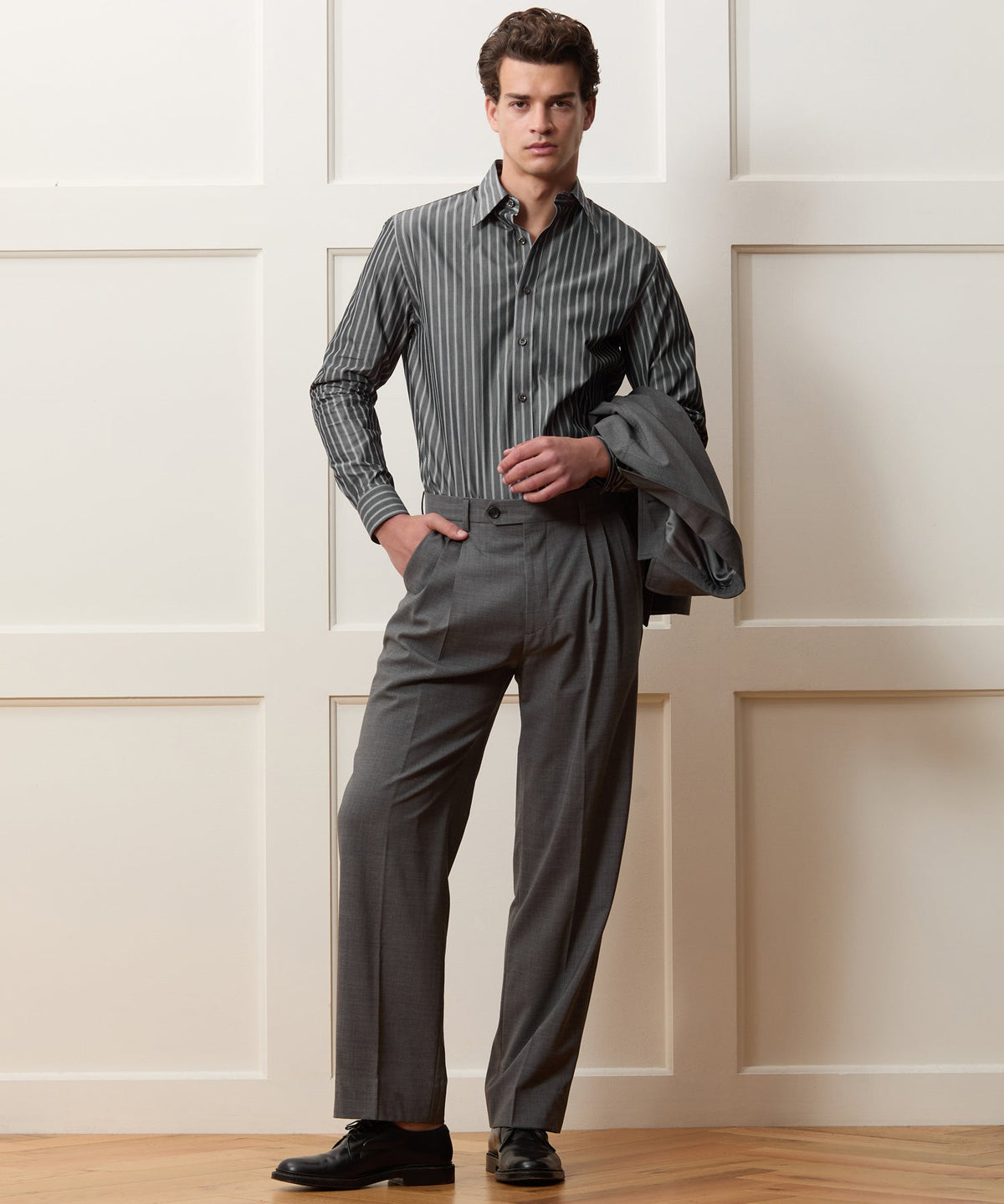 Todd Snyder Poplin Long Point Collar Dress Shirt - Faded Black