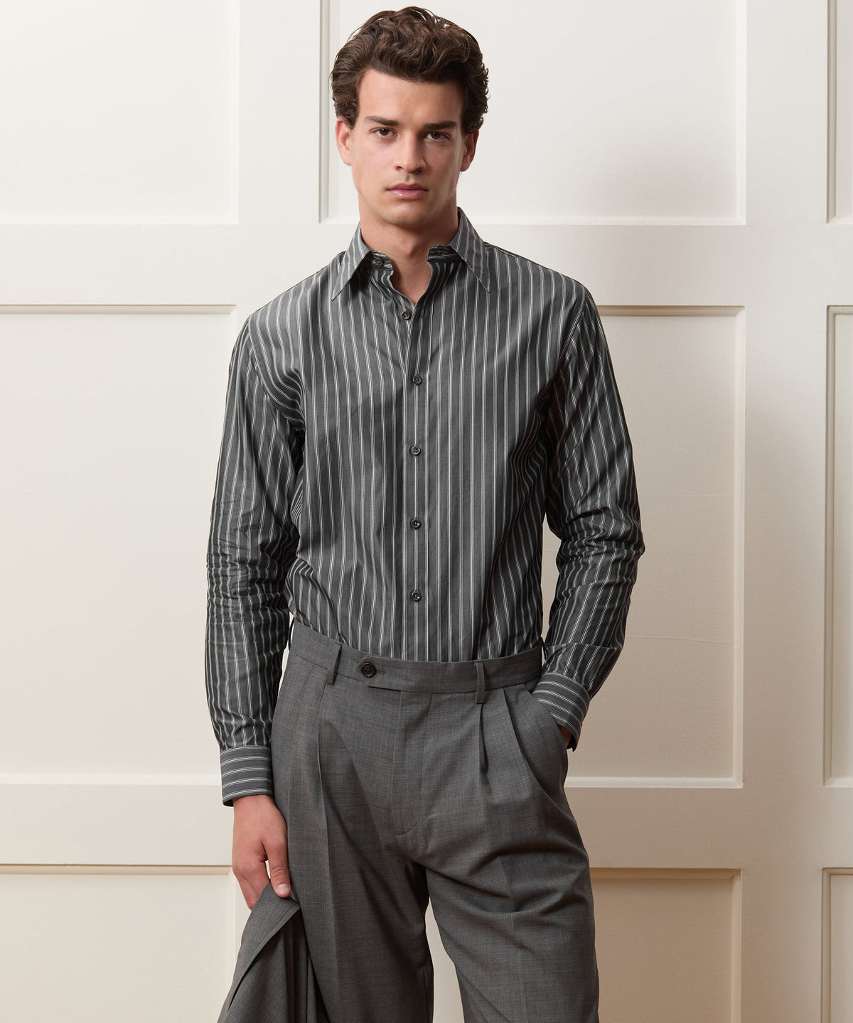 Todd Snyder Poplin Long Point Collar Dress Shirt - Faded Black