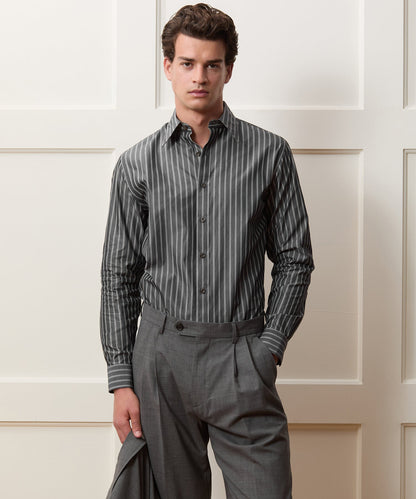 Todd Snyder Poplin Long Point Collar Dress Shirt - Faded Black