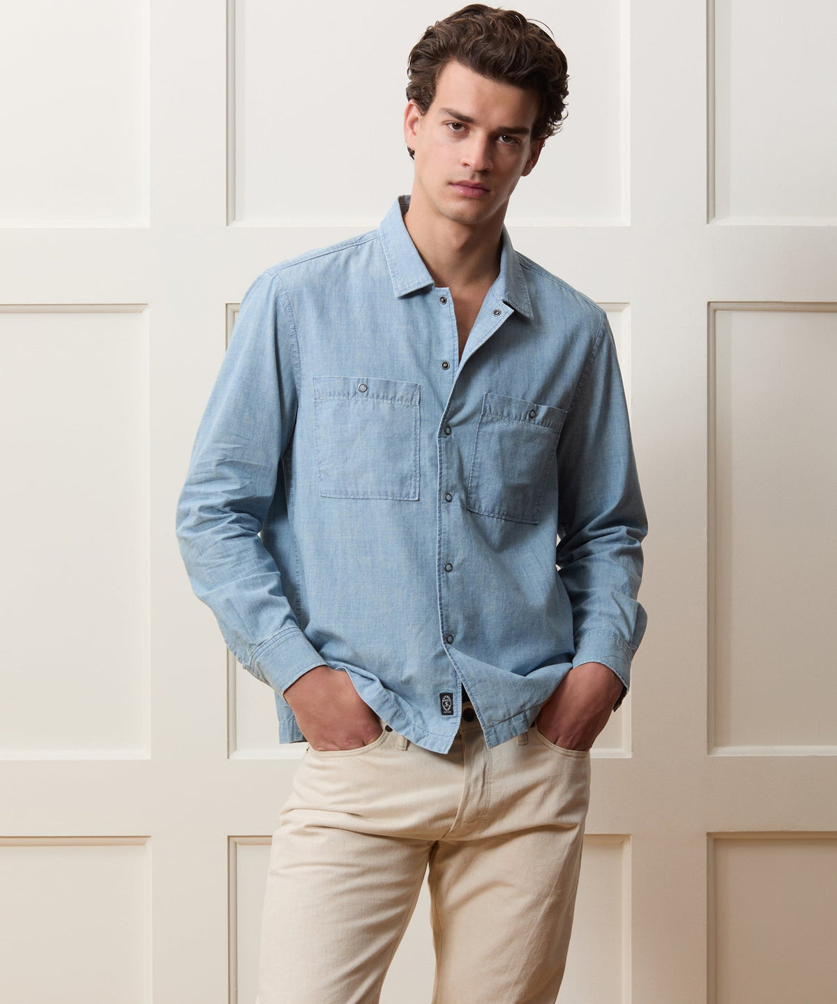 Todd Snyder Chambray Mechanic Shirt - Bleached Indigo