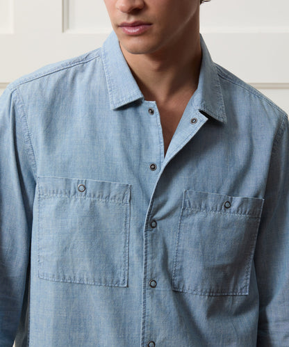 Todd Snyder Chambray Mechanic Shirt - Bleached Indigo