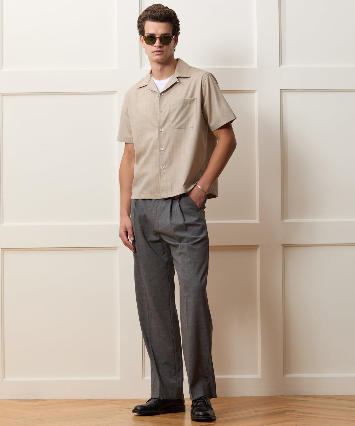 Todd Snyder Lightweight Merino Capri Shirt - Heather Taupe