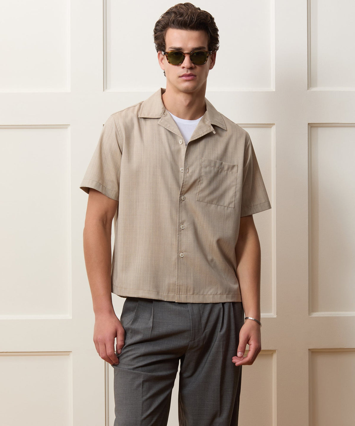 Todd Snyder Lightweight Merino Capri Shirt - Heather Taupe