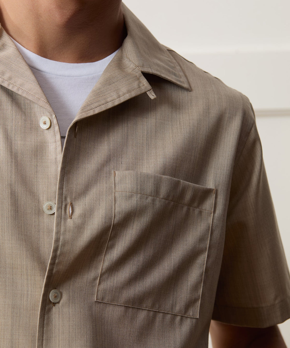 Todd Snyder Lightweight Merino Capri Shirt - Heather Taupe