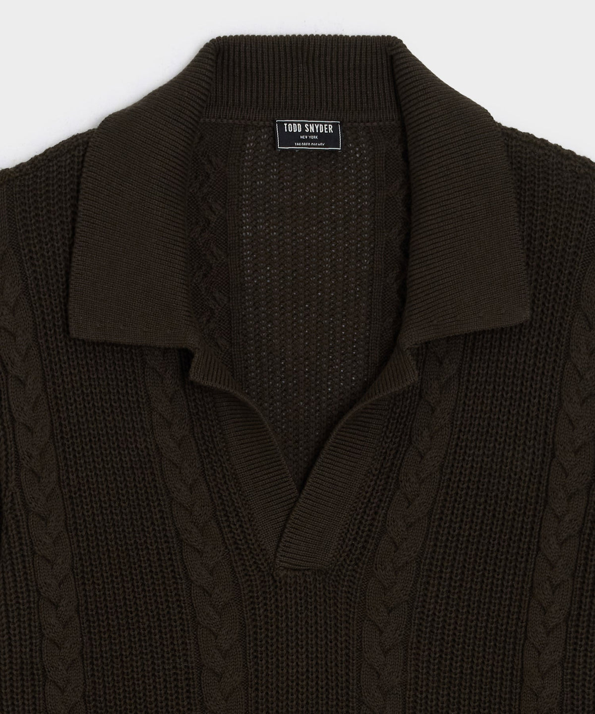 Todd Snyder Beechwood Cable Knit Sweater Polo - Caviar