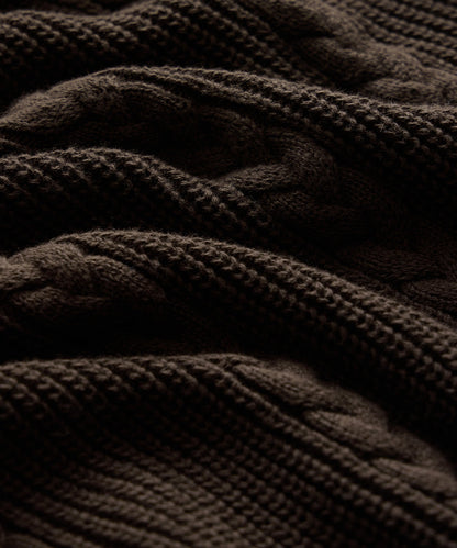 Todd Snyder Beechwood Cable Knit Sweater Polo - Caviar