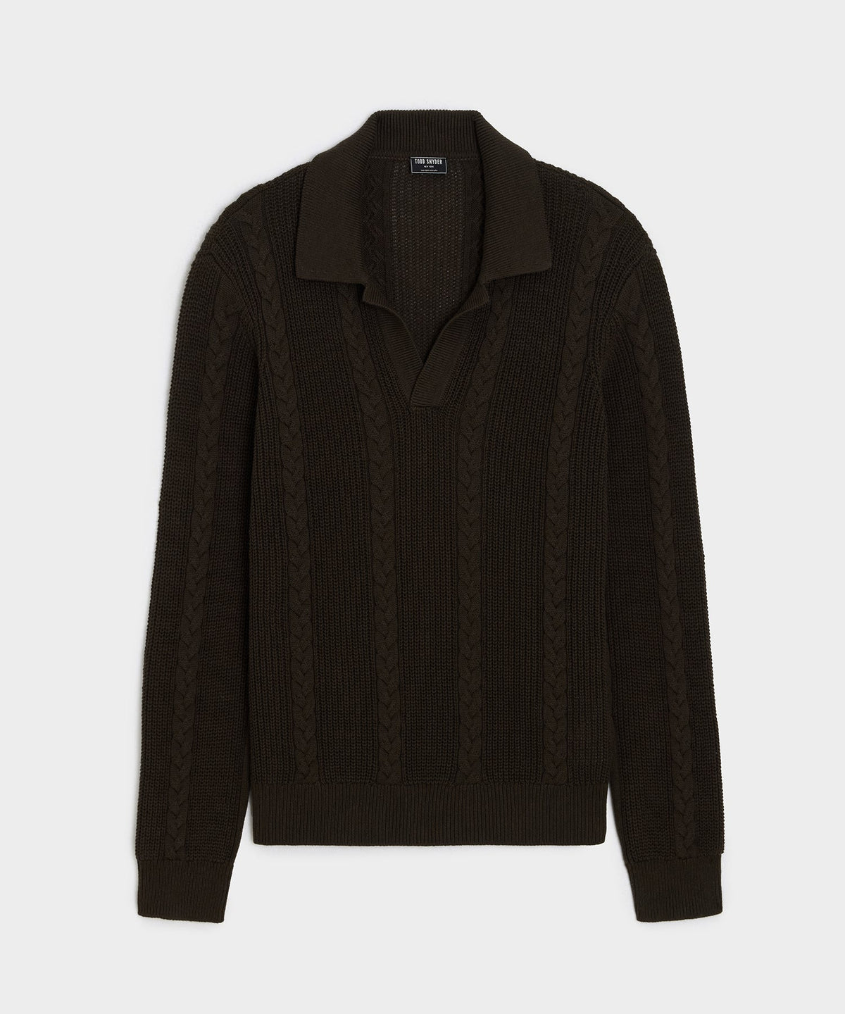 Todd Snyder Beechwood Cable Knit Sweater Polo - Caviar