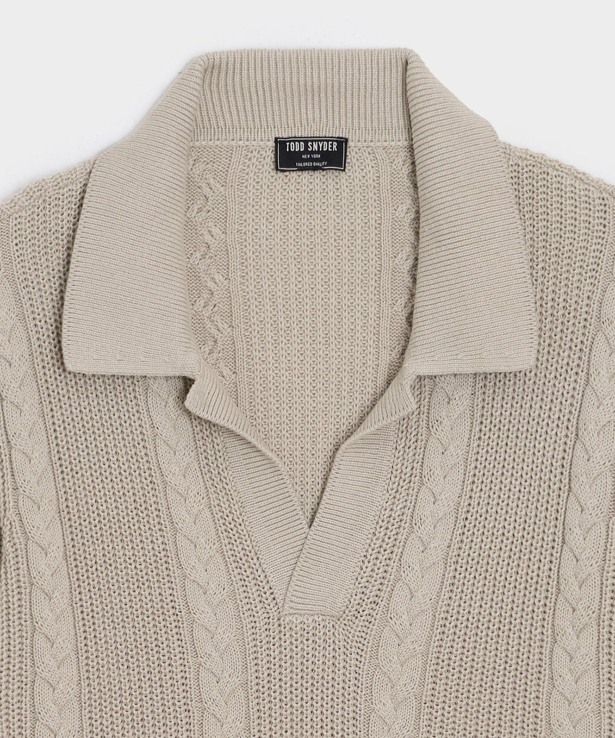 Todd Snyder Beechwood Cable Knit Sweater Polo - Stone