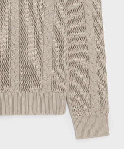 Todd Snyder Beechwood Cable Knit Sweater Polo - Stone
