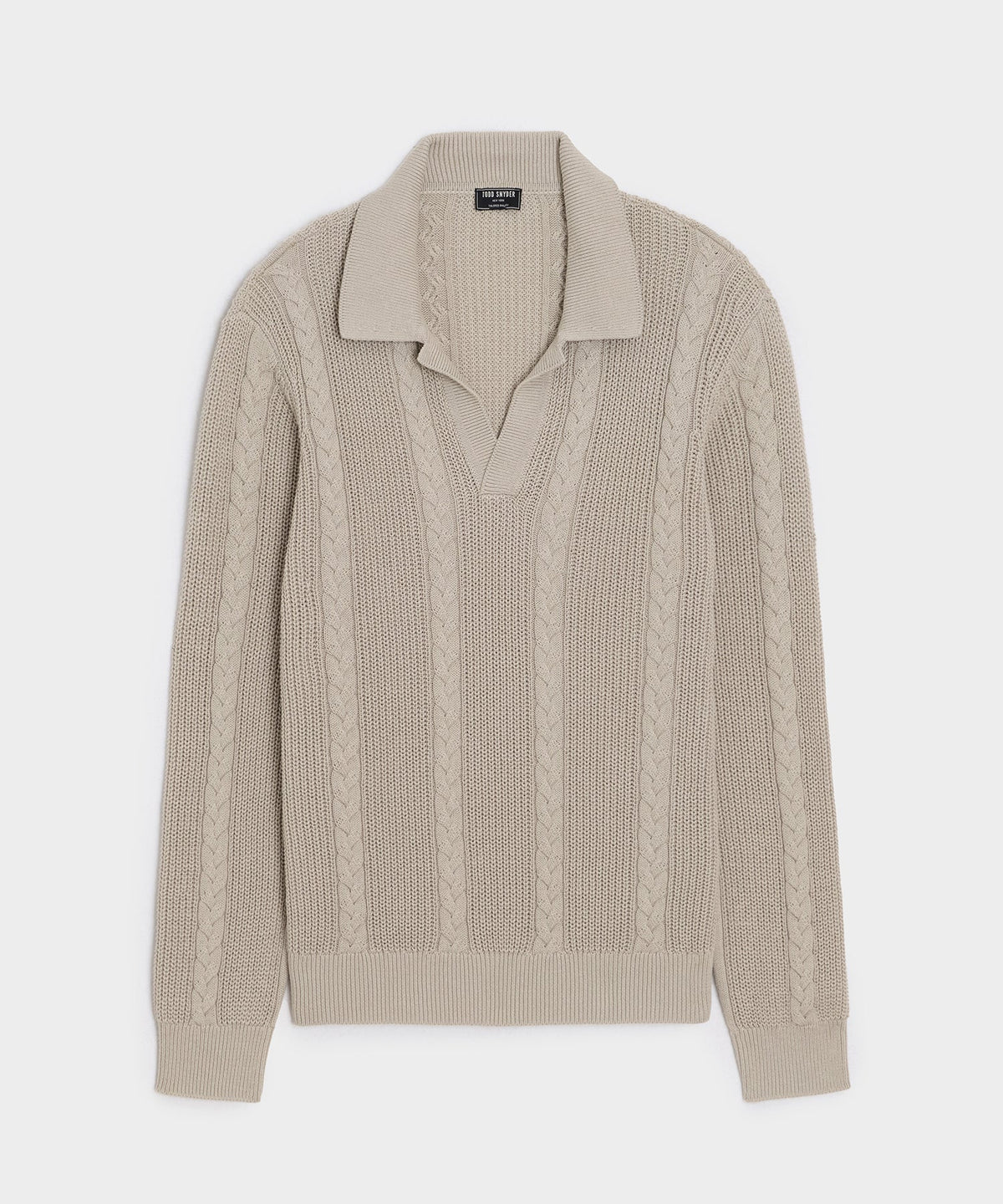 Todd Snyder Beechwood Cable Knit Sweater Polo - Stone