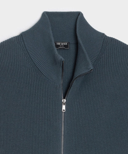 Todd Snyder Beechwood Full-Zip Sweater - Dark Graphite