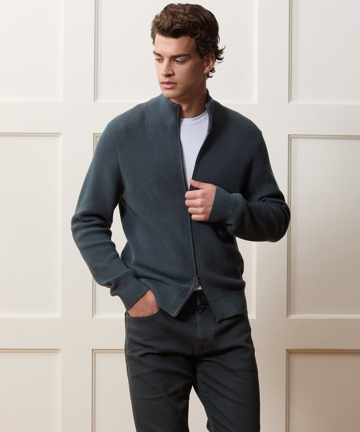 Todd Snyder Beechwood Full-Zip Sweater - Dark Graphite
