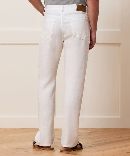 Todd Snyder Straight Fit 5-Pocket Linen Pant - White