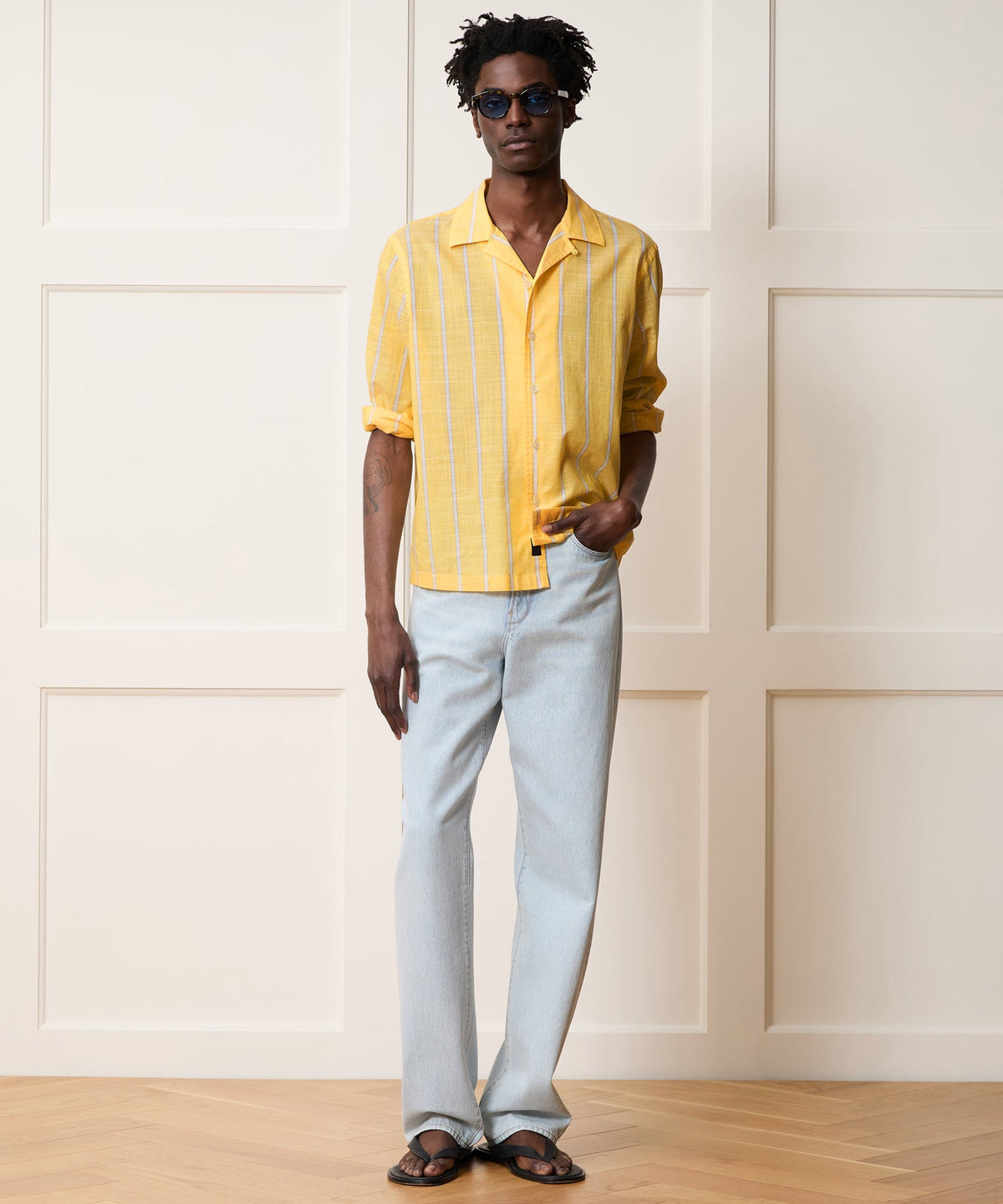 Todd Snyder Summerweight Camp Collar Shirt - Yellow