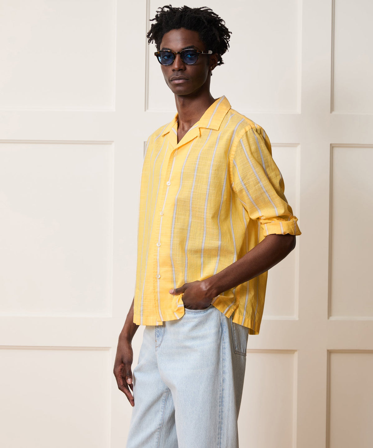 Todd Snyder Summerweight Camp Collar Shirt - Yellow