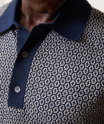 Todd Snyder Joshua Sweater Polo - Navy Batik