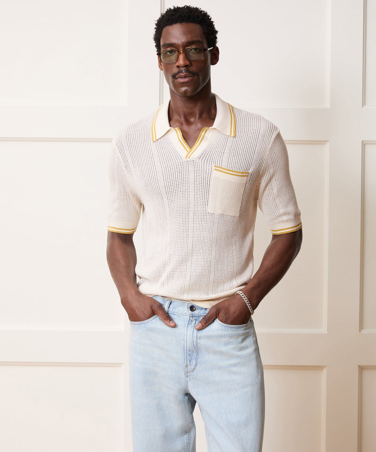 Todd Snyder Harbor Montauk Sweater Polo - Bisque