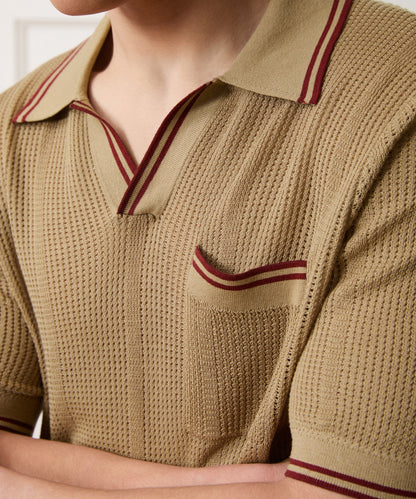 Todd Snyder Harbor Montauk Sweater Polo - Sand