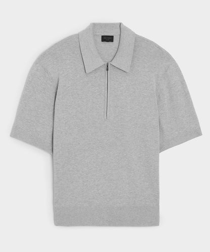 Todd Snyder Kent Quarter-Zip Sweater Polo - Heather Grey