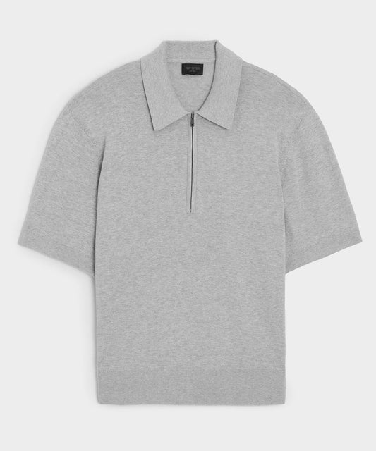 Todd Snyder Kent Quarter-Zip Sweater Polo - Heather Grey