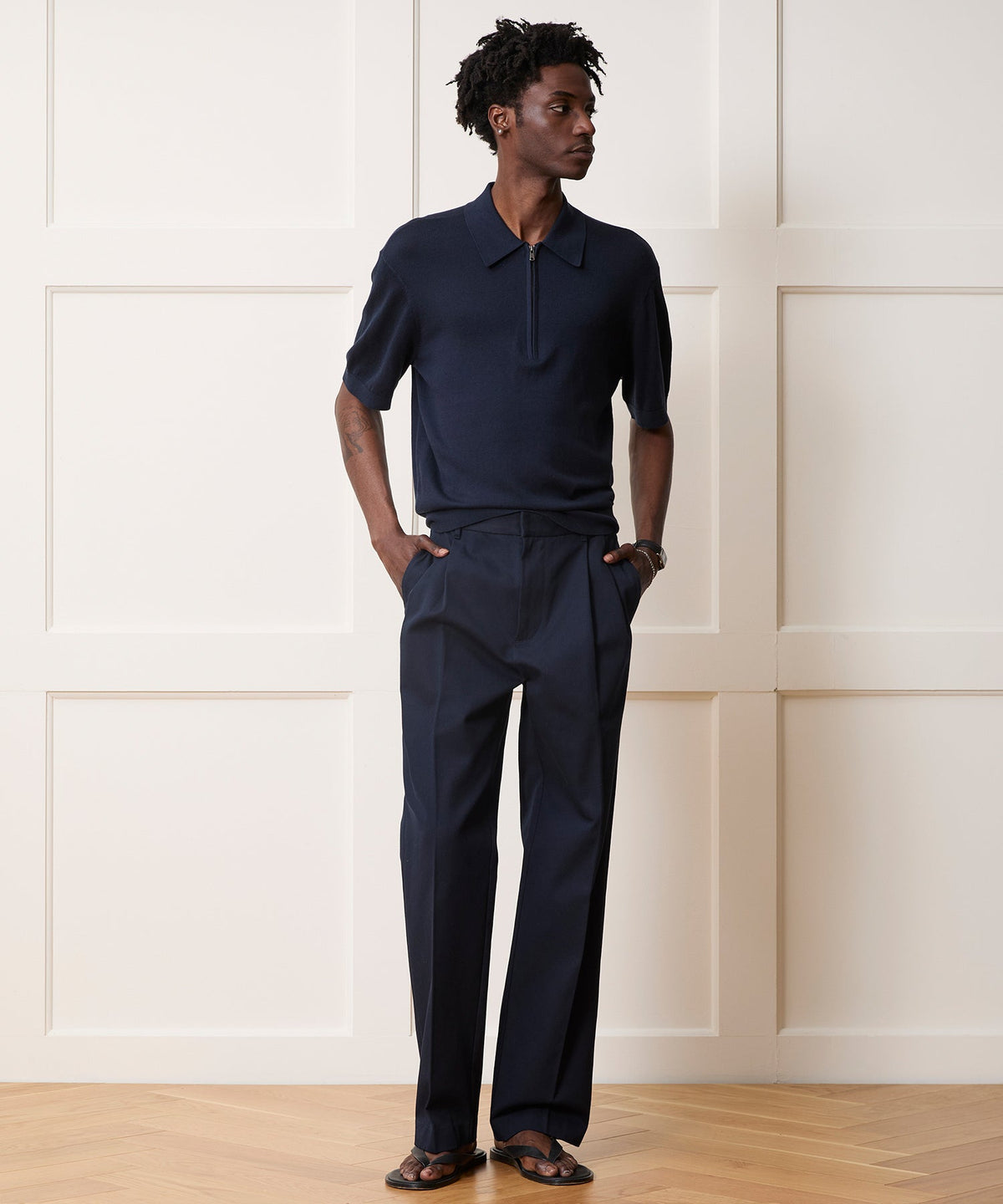 Todd Snyder Kent Quarter-Zip Sweater Polo - Navy