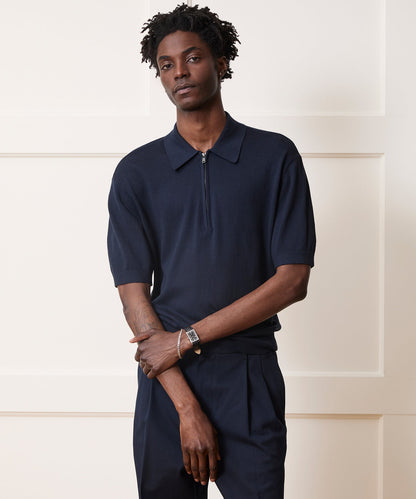 Todd Snyder Kent Quarter-Zip Sweater Polo - Navy