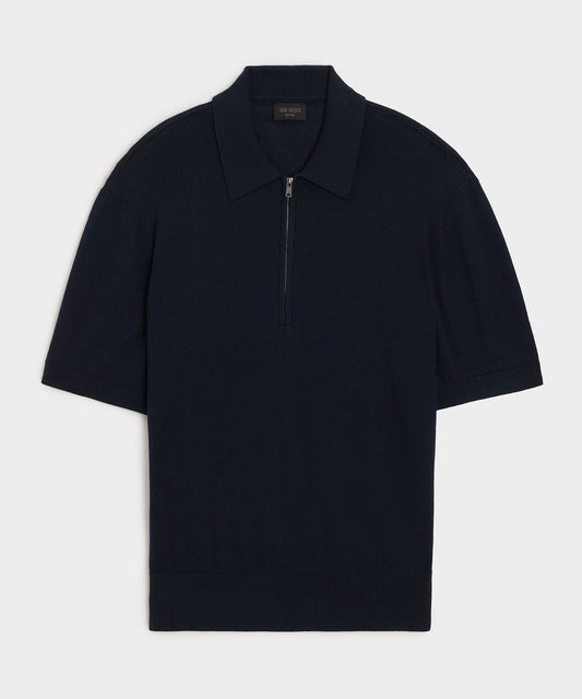 Todd Snyder Kent Quarter-Zip Sweater Polo - Navy